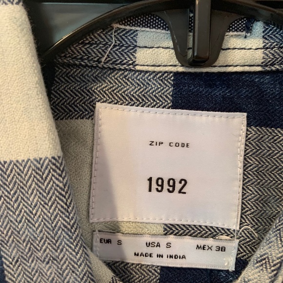 Navy and white checked button-down BRAND BEW - Picture 3 of 4